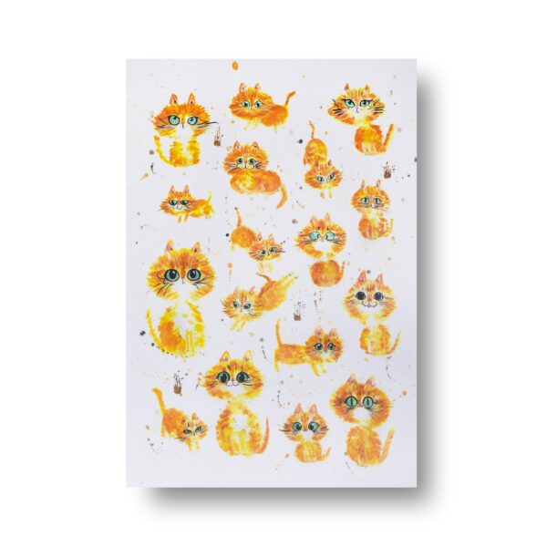Orange cat Purradise - Printed Orange Cat Watercolor Postcard A5