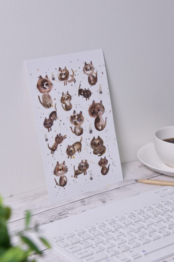 Chocolate Card Purradise – Printed Chocolate Cat Watercolor Postcard A5